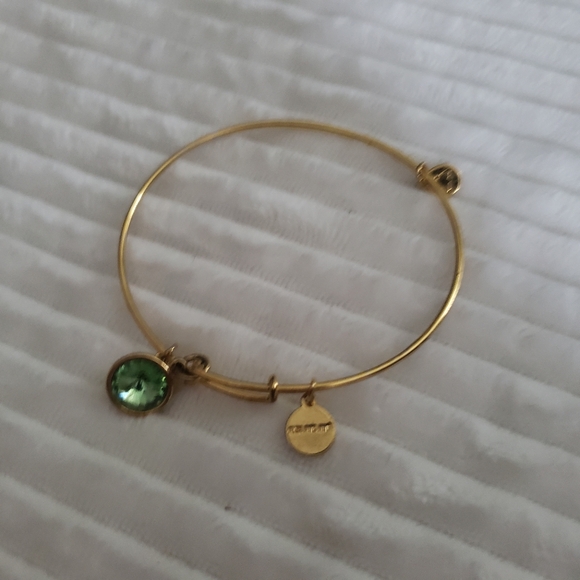 Alex and Ani Gold Bracelet w/ Emerald peridot Charm August Birthstone - Picture 2 of 7
